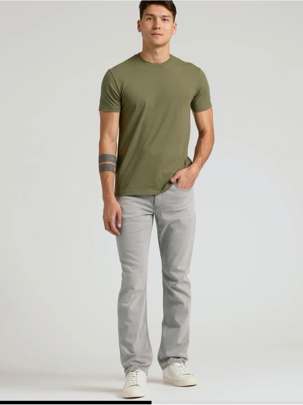 Straight Fit Men's Jeans in Light Gray